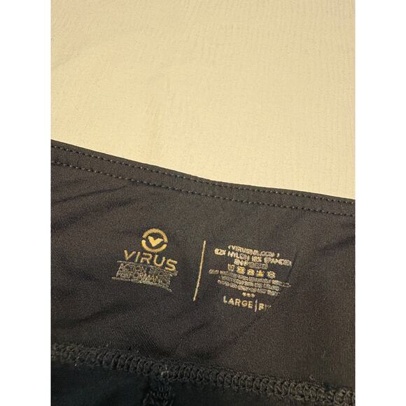 Virus Performance Compression Leggings Cropped Black Gold Womens Large Gym - Picture 4 of 16